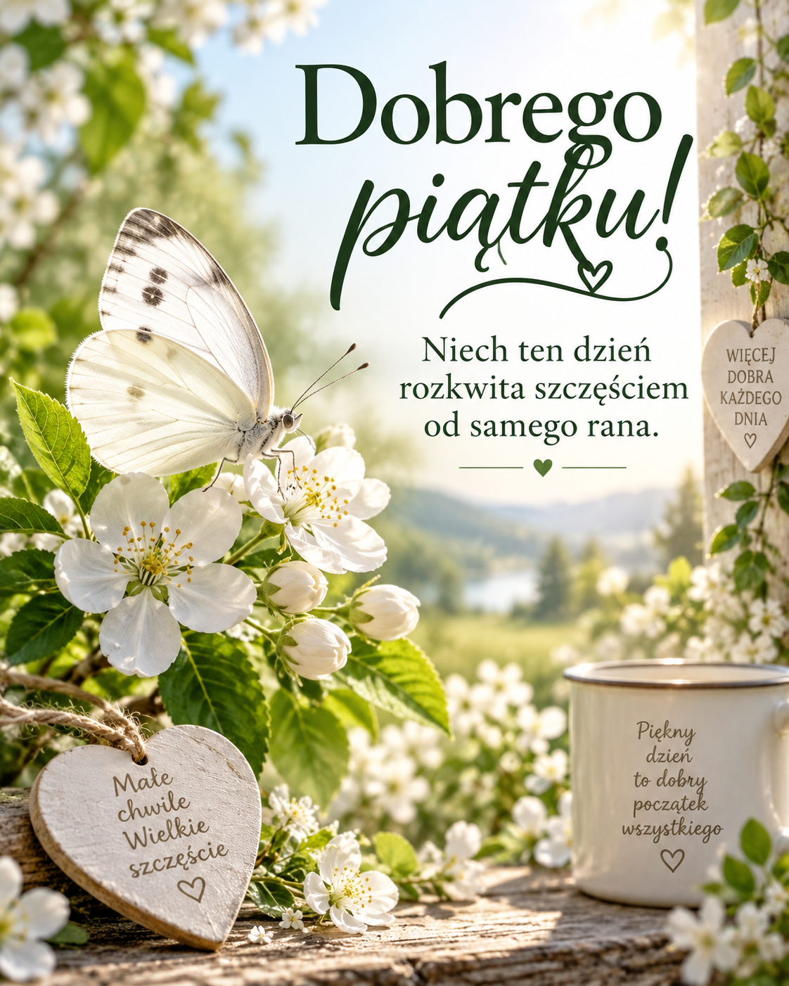 Kartka na piątek z motylem i minimalistycznym przesłaniem