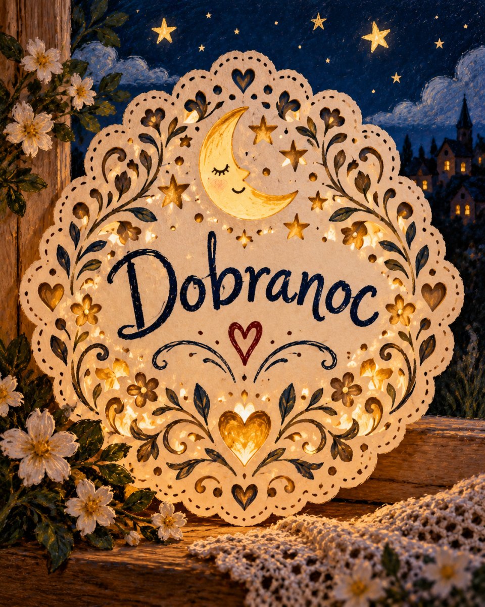 Ażurowa kartka z ornamentem nocnym