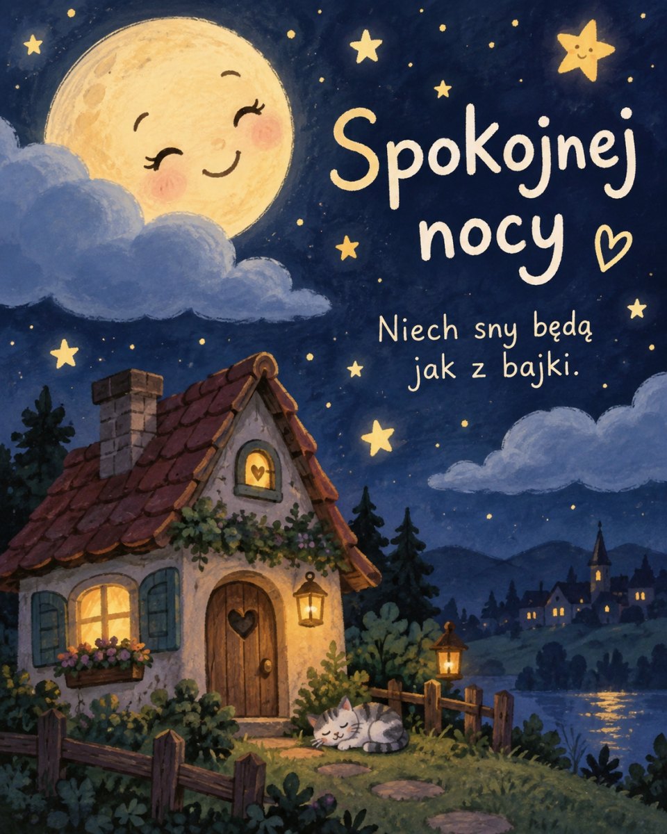 Bajkowa grafika spokojnej nocy