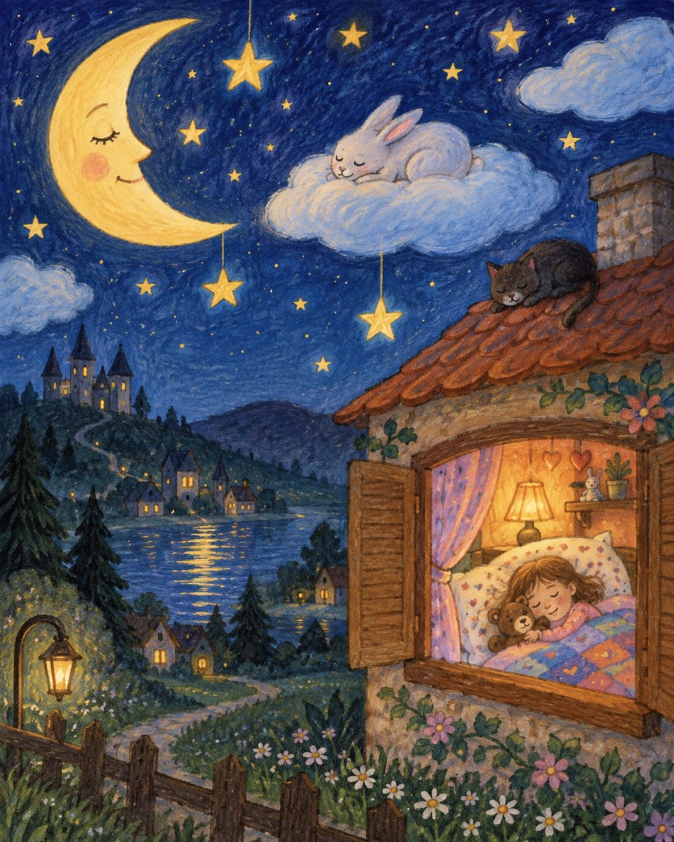 Bajkowa nocna ilustracja