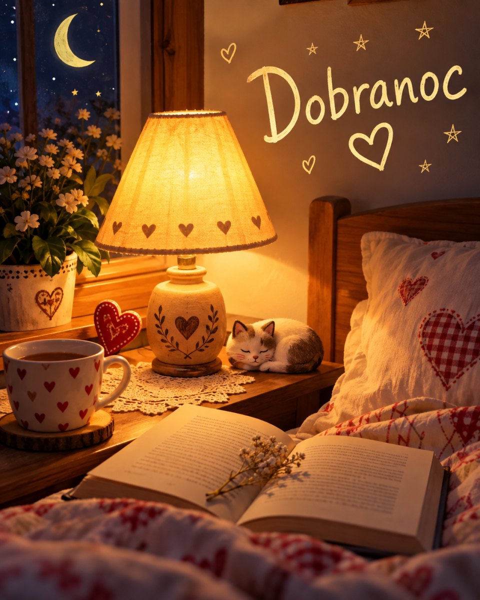 Przytulna ilustracja z lampką nocną