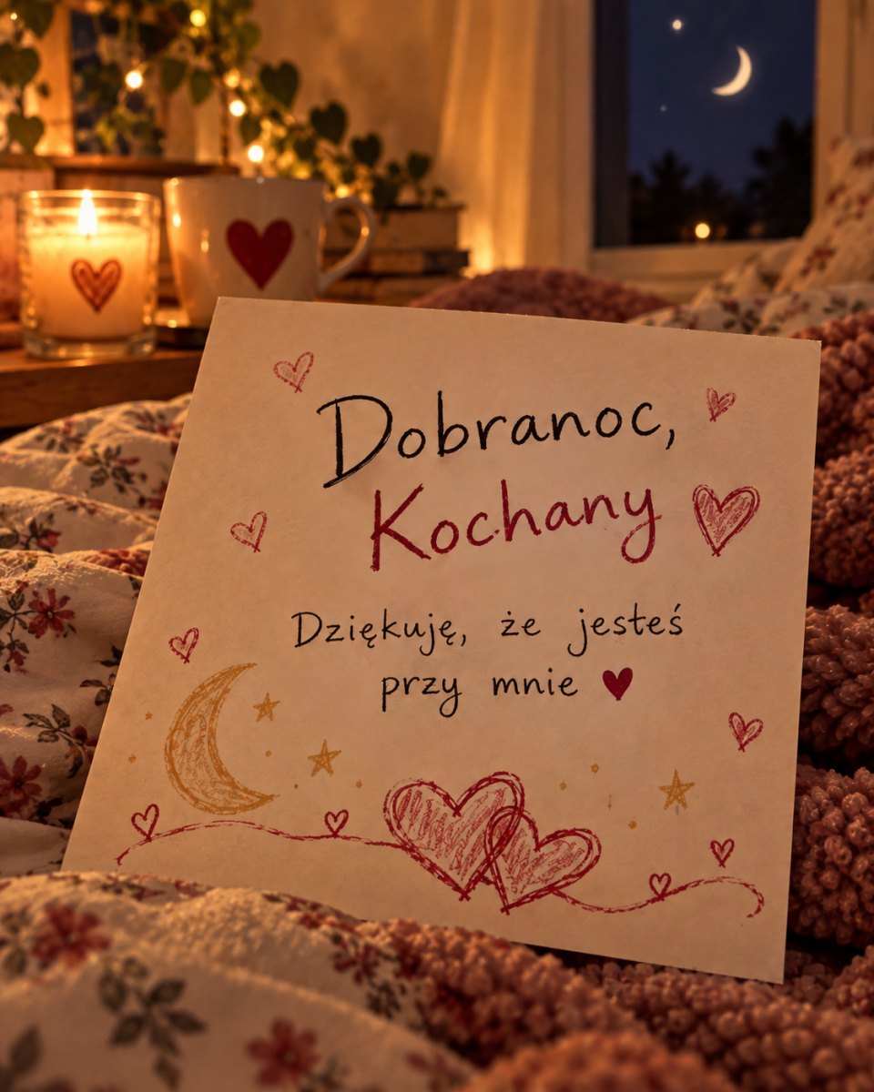 Ciepła kartka dobranoc dla partnera