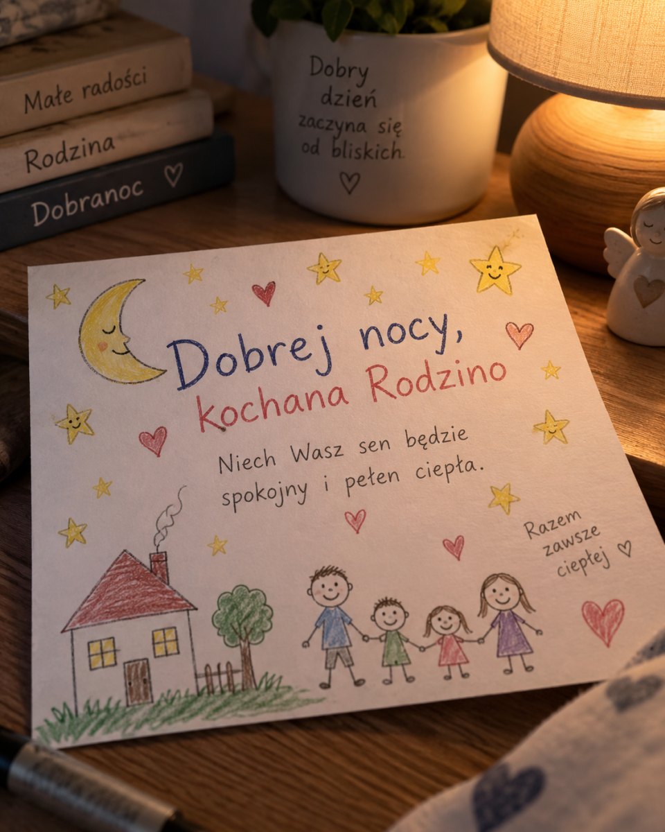 Gute Nacht für Familie z ciepłymi życzeniami na wieczór