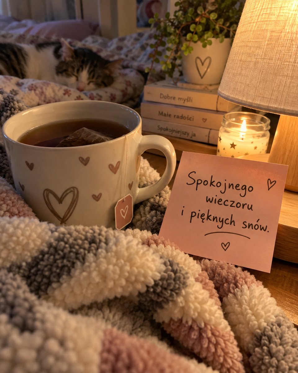 Ciepła wiadomość wieczorna przy herbacie