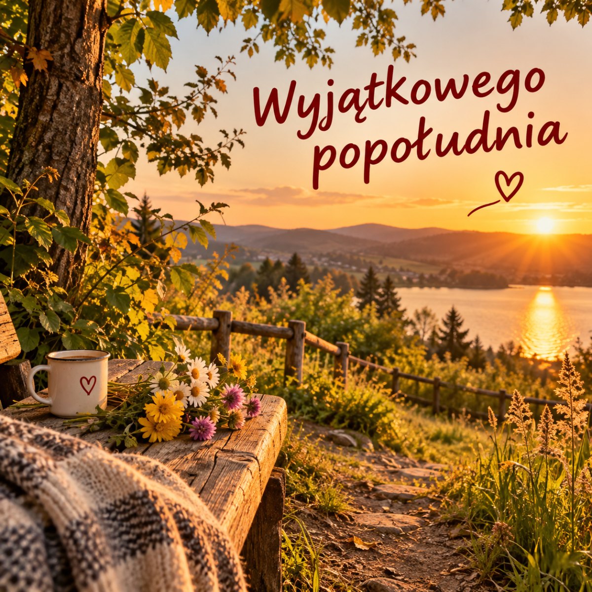 Ciepła natura z życzeniem wyjątkowego popołudnia