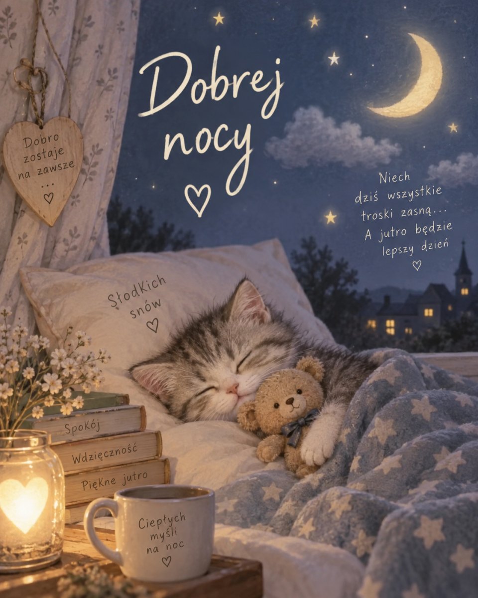Delikatna grafika z życzeniem nocy