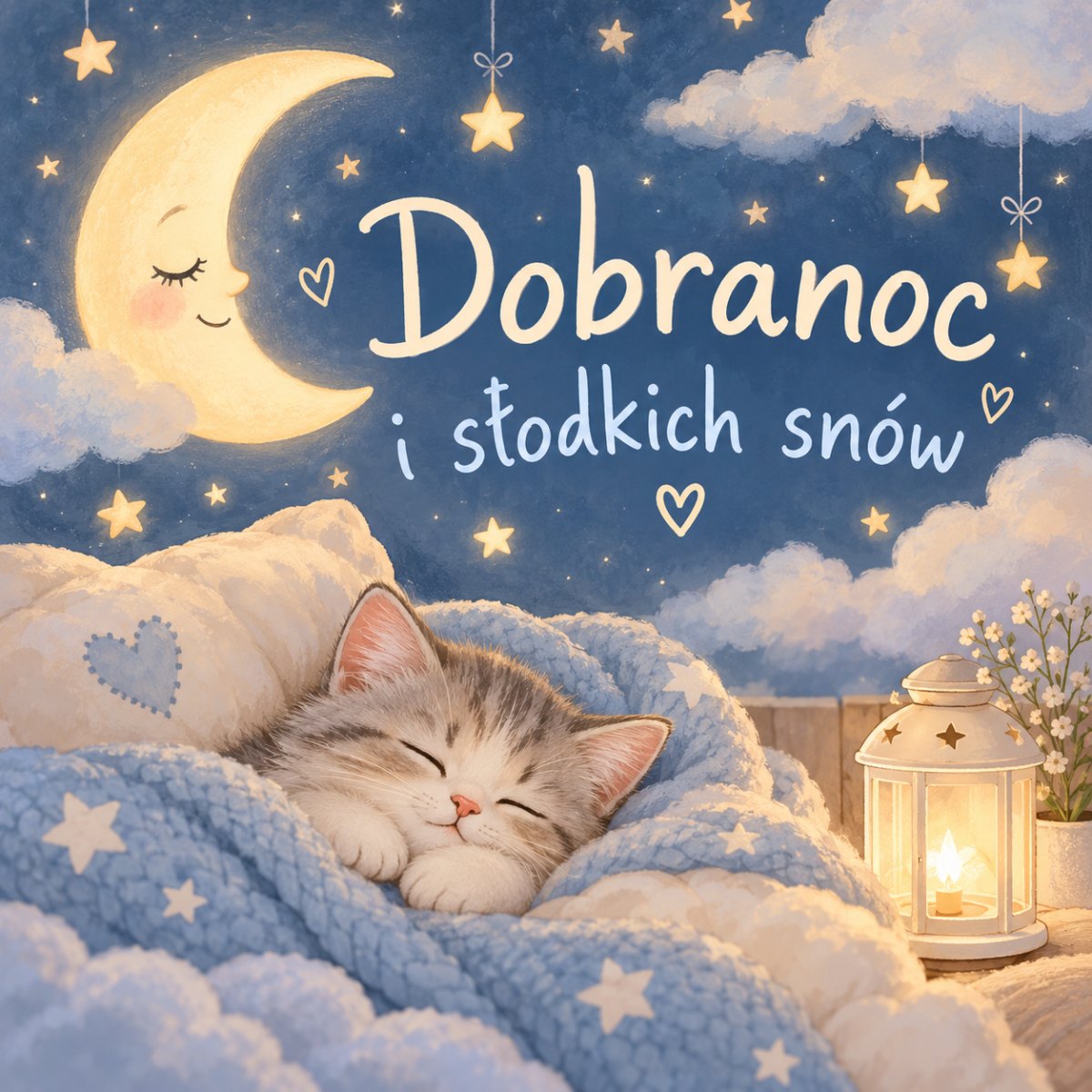 Delikatna grafika z życzeniem snu