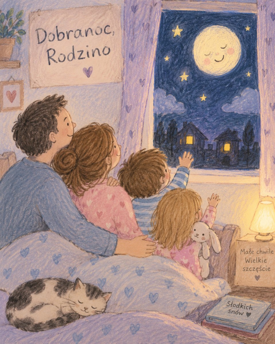 Rodzina żegna dzień ilustracja