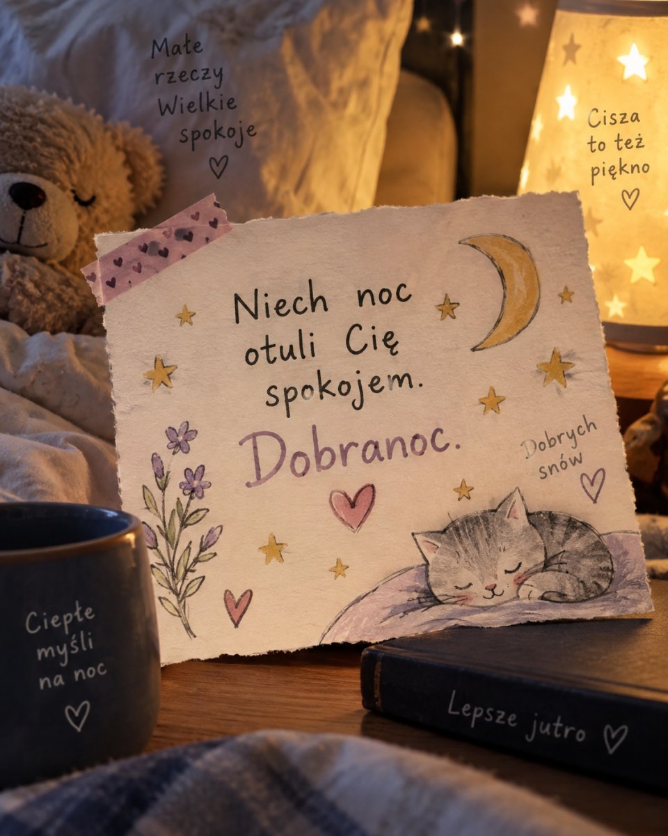 Delikatna kartka z życzeniem snu
