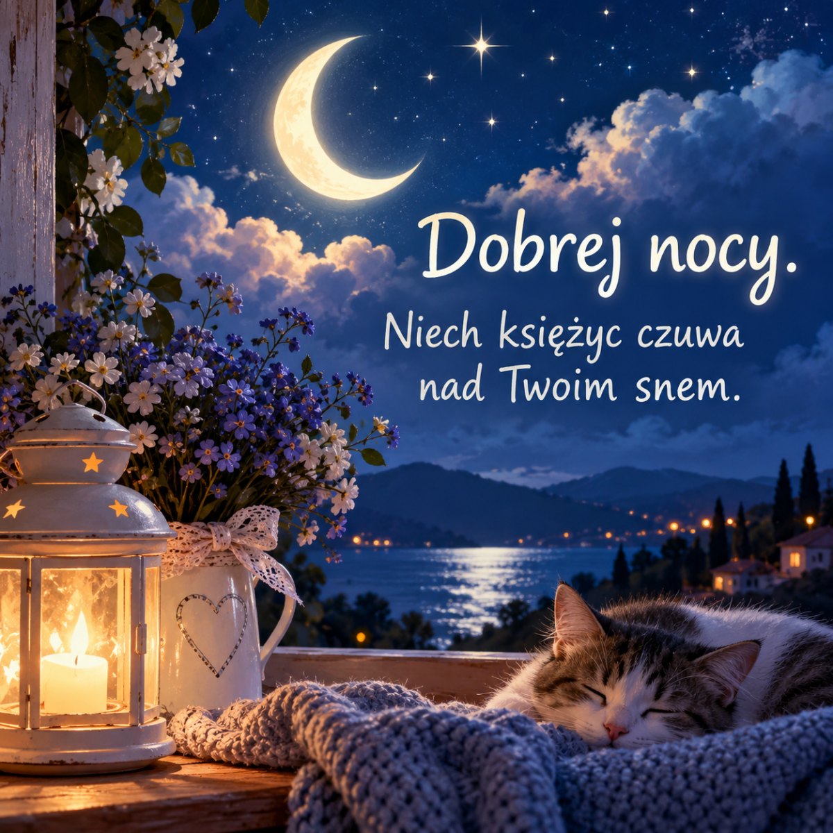 Księżycowa noc z życzeniem snu