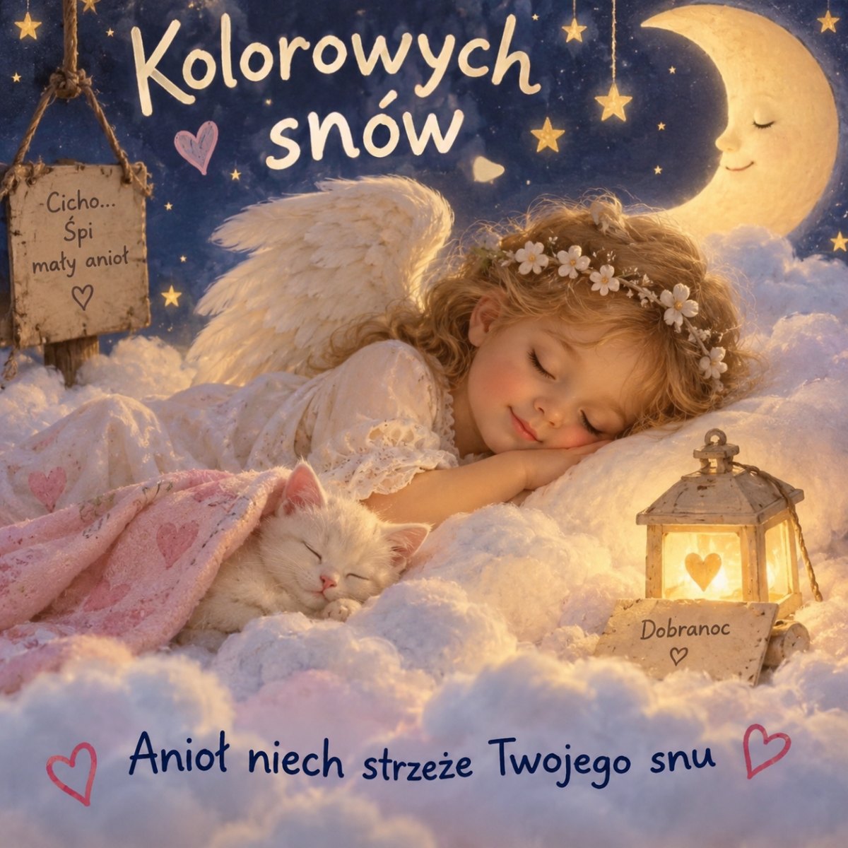 Śpiący anioł w delikatnym świetle