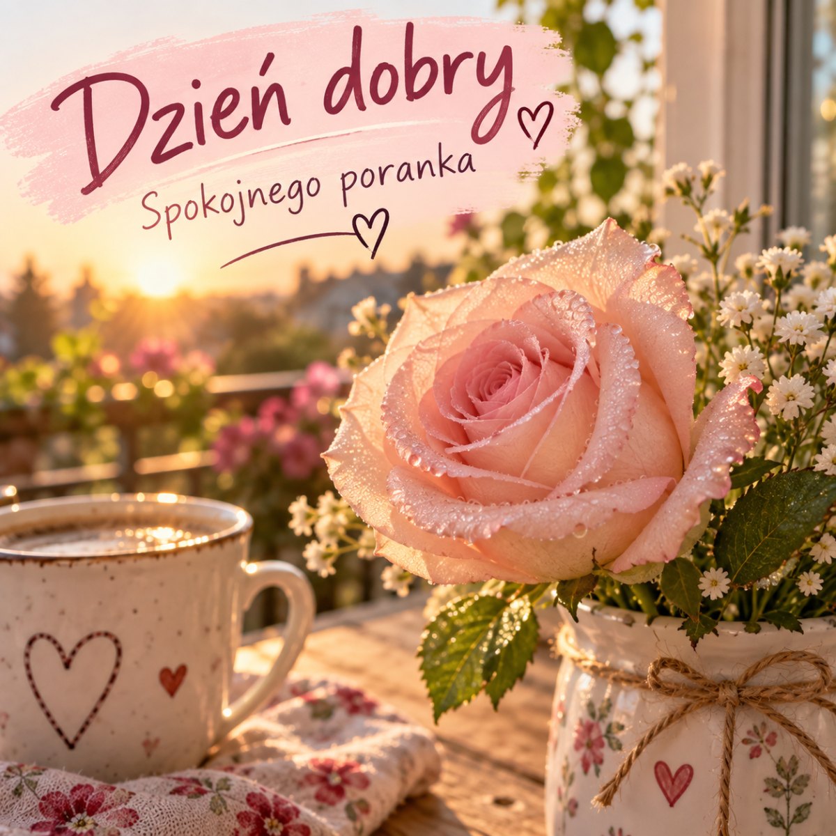 Delikatna różowa róża z rosą