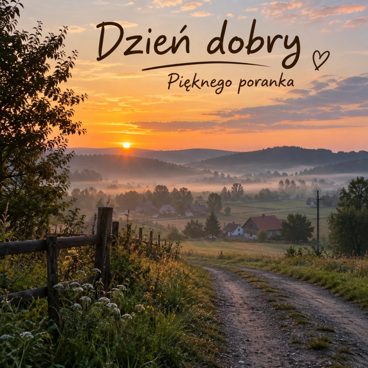 Poranny krajobraz ze słońcem
