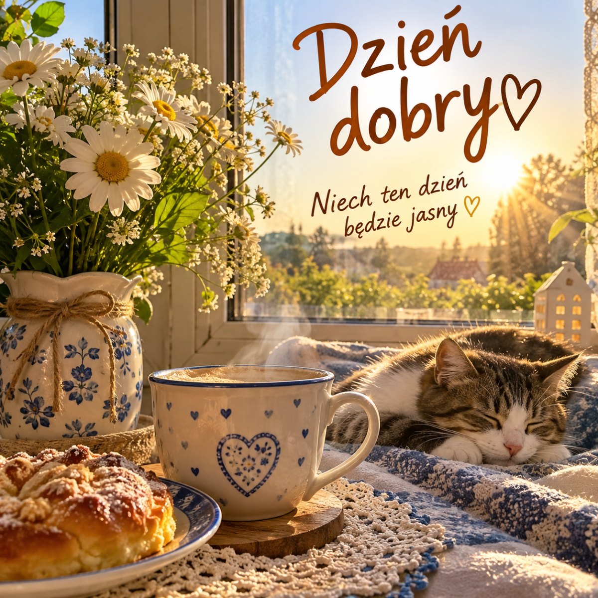 Promień słońca nad porannym stołem