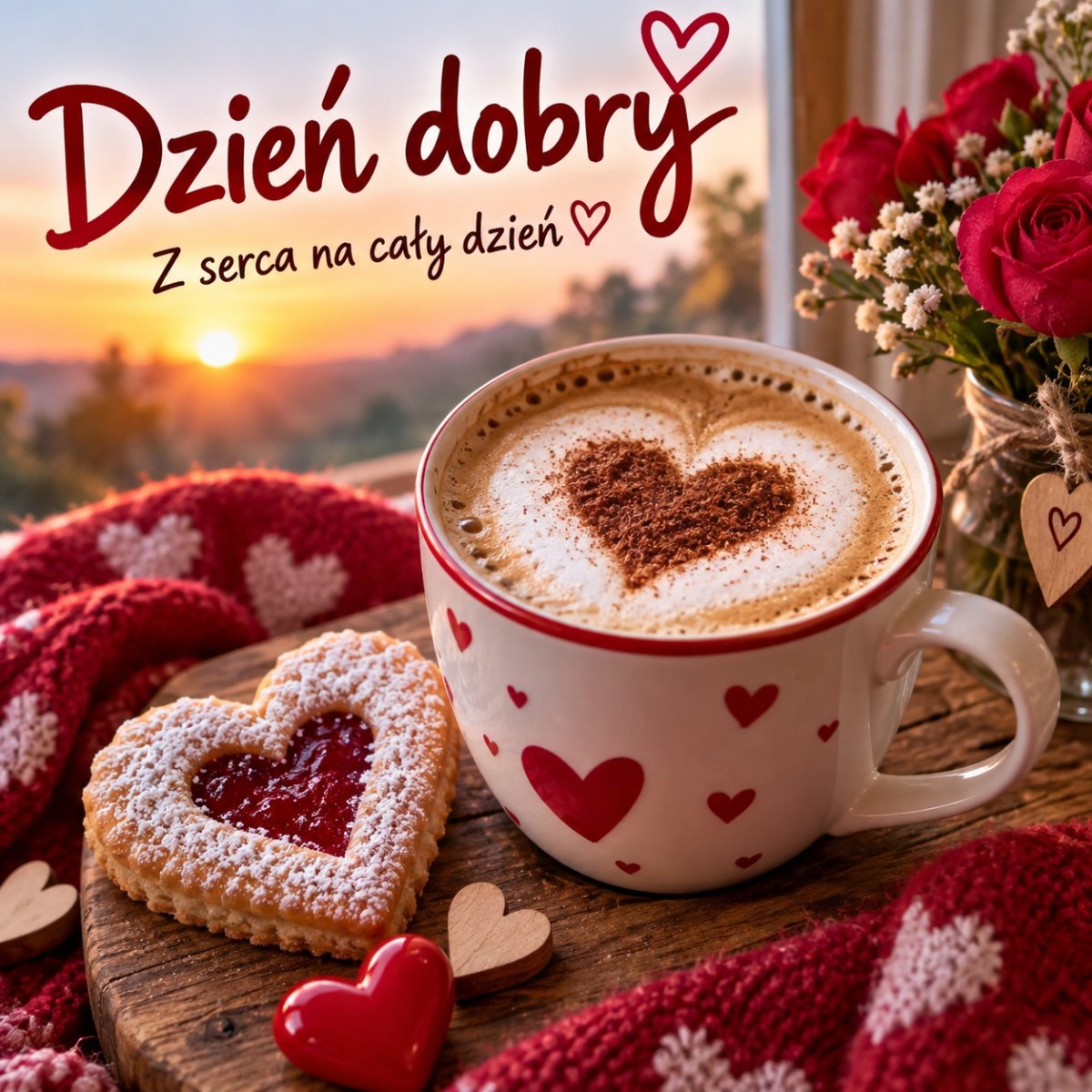 Romantyczne serce w porannej dekoracji