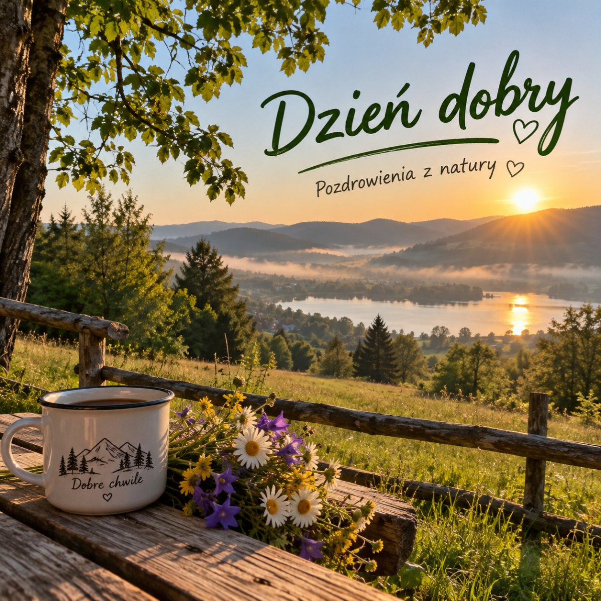 Poranny widok zielonej natury