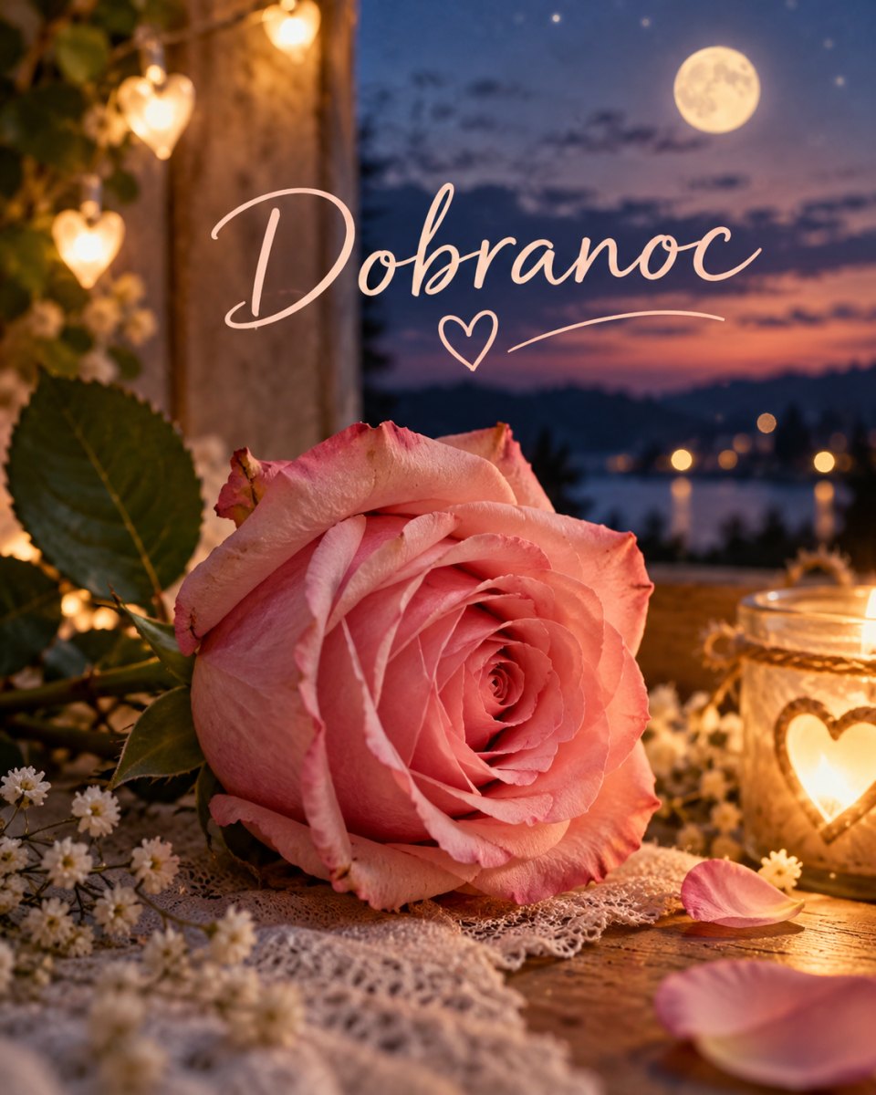 Elegancka kartka dobranoc z kwiatem