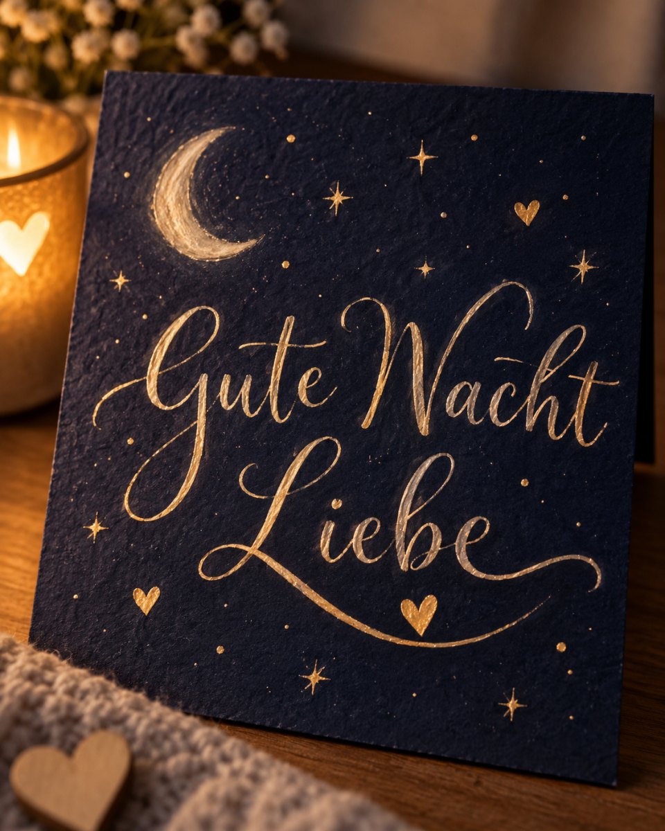Elegancki napis Gute Nacht Liebe