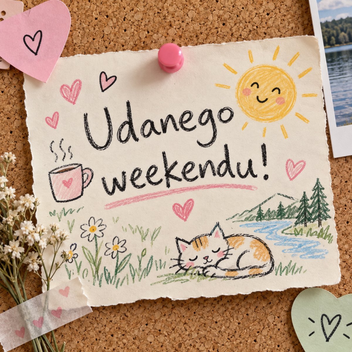 Grafika z napisem udanego weekendu