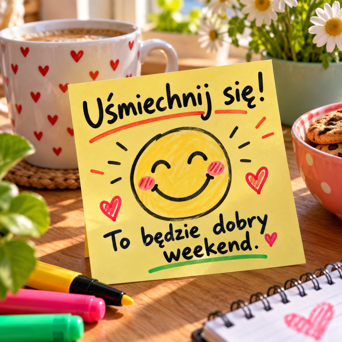 Uśmiechnięta grafika na weekend