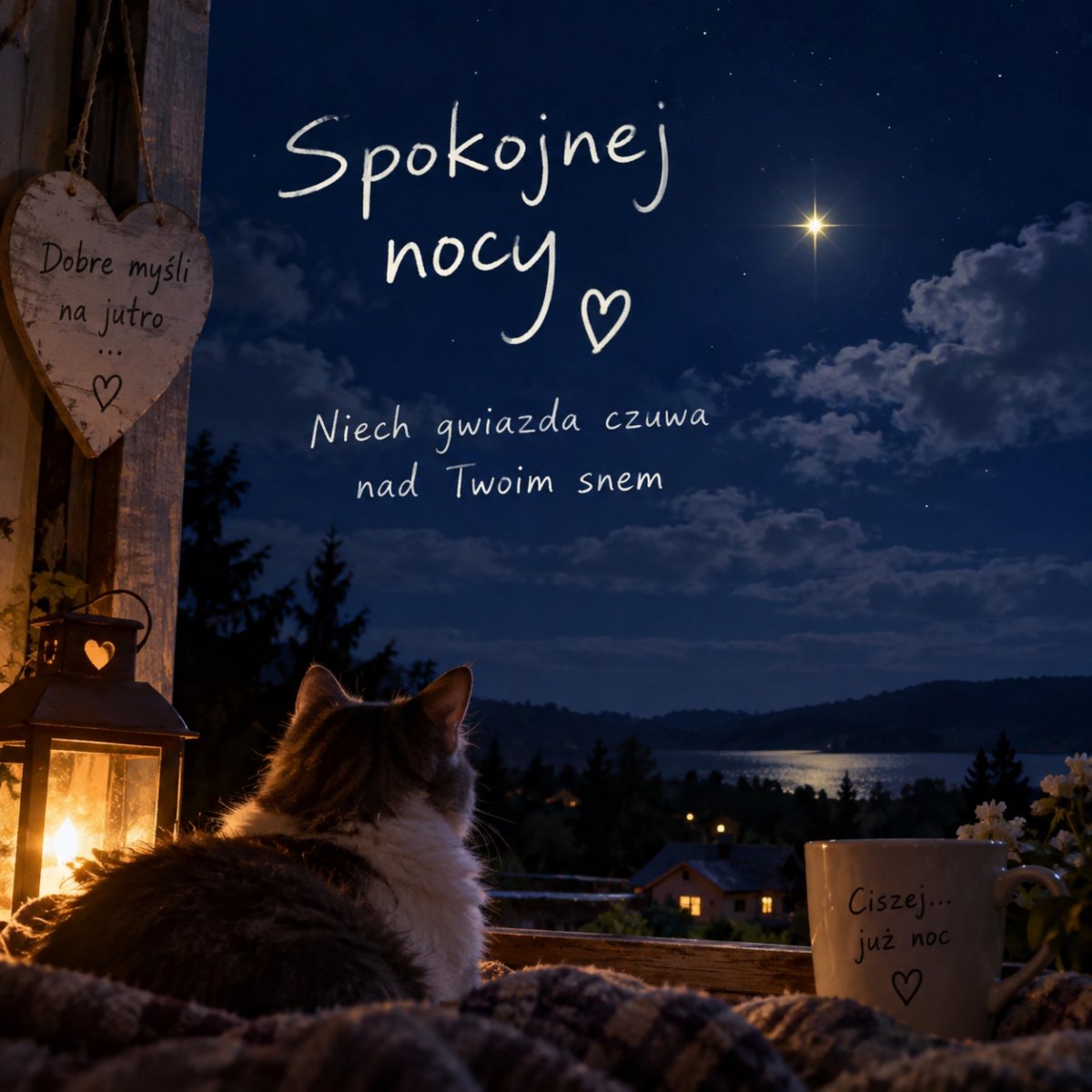 Gwiazda na spokojnym nocnym niebie