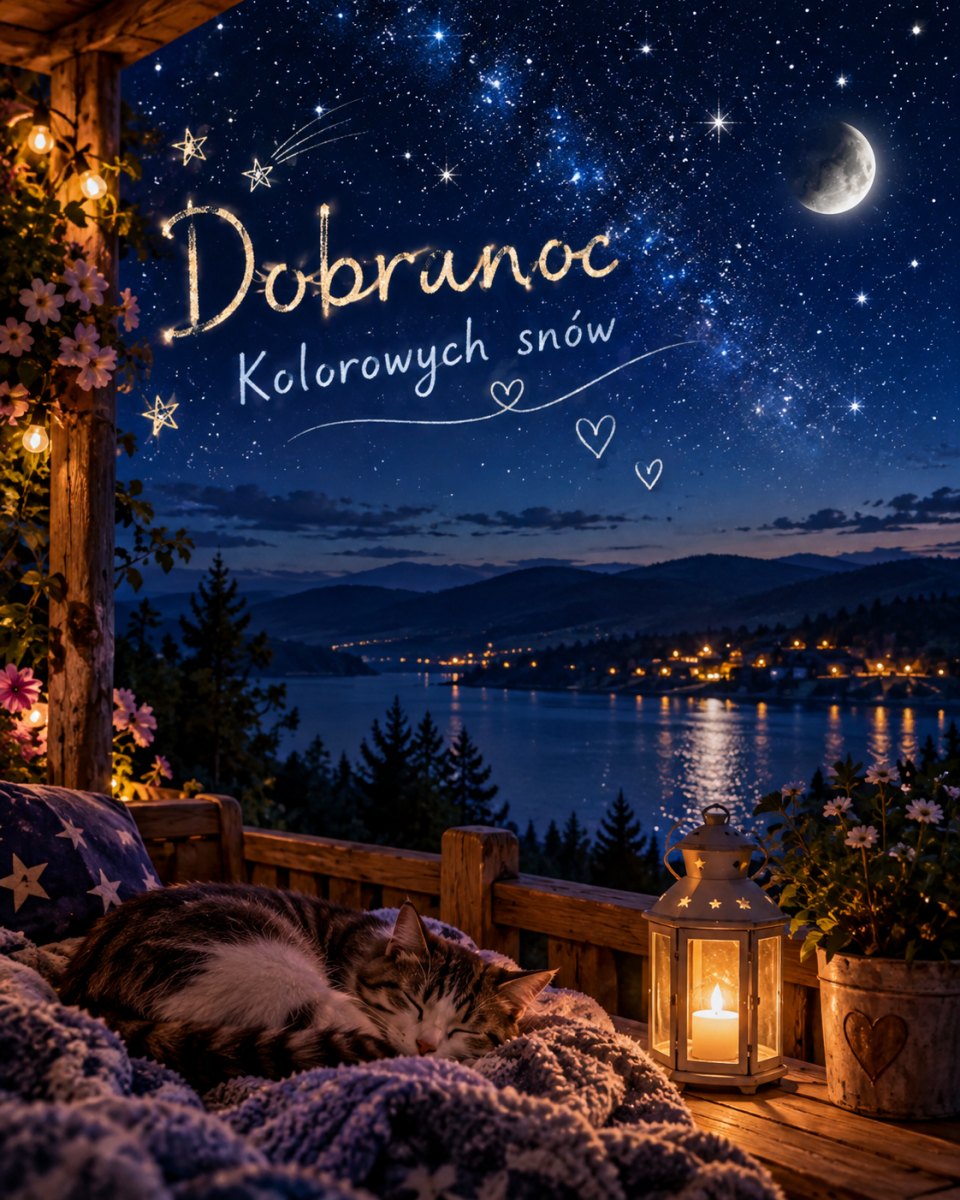 Gwiaździsty obrazek na dobranoc z nocnym niebem