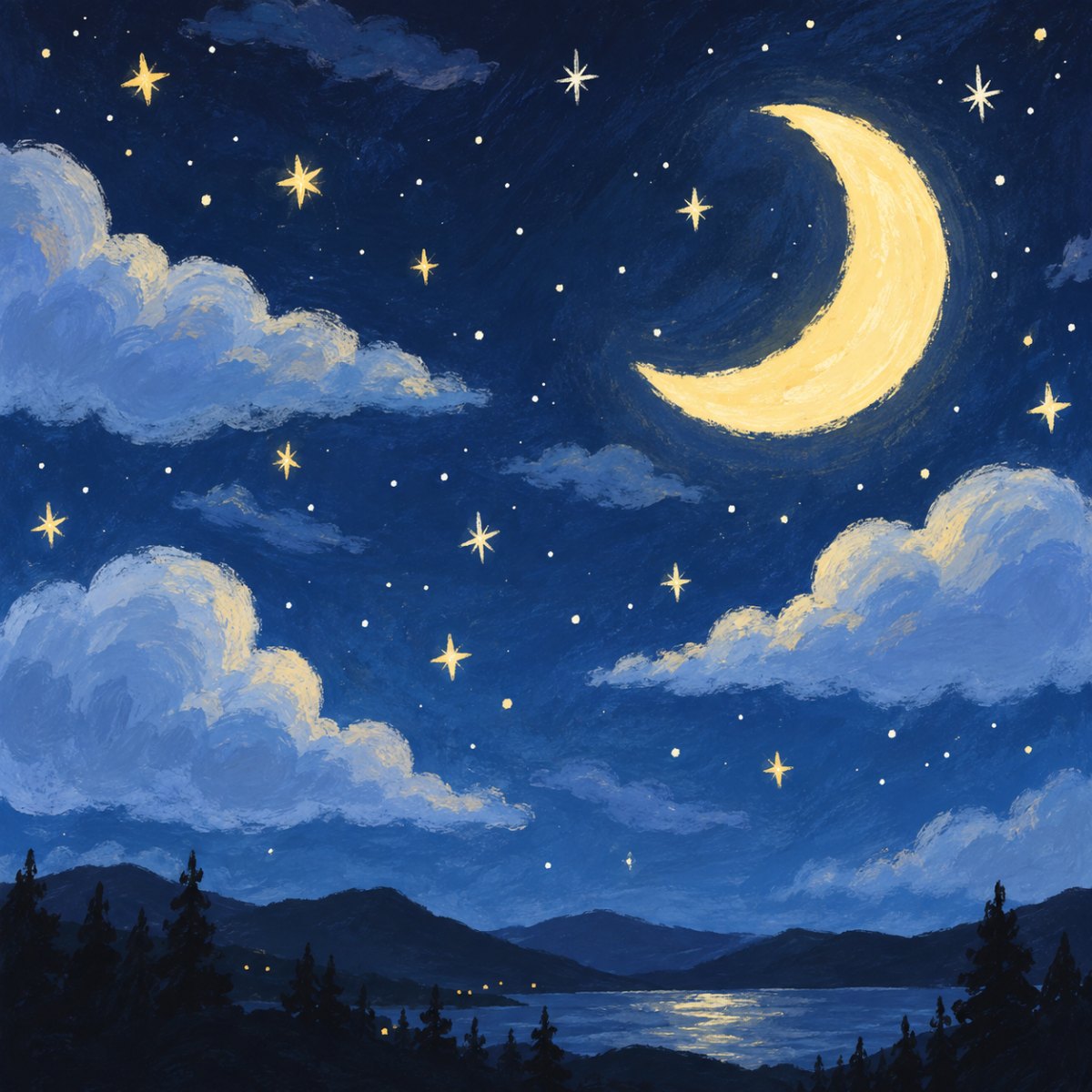 Ilustracja nocnego nieba księżyc
