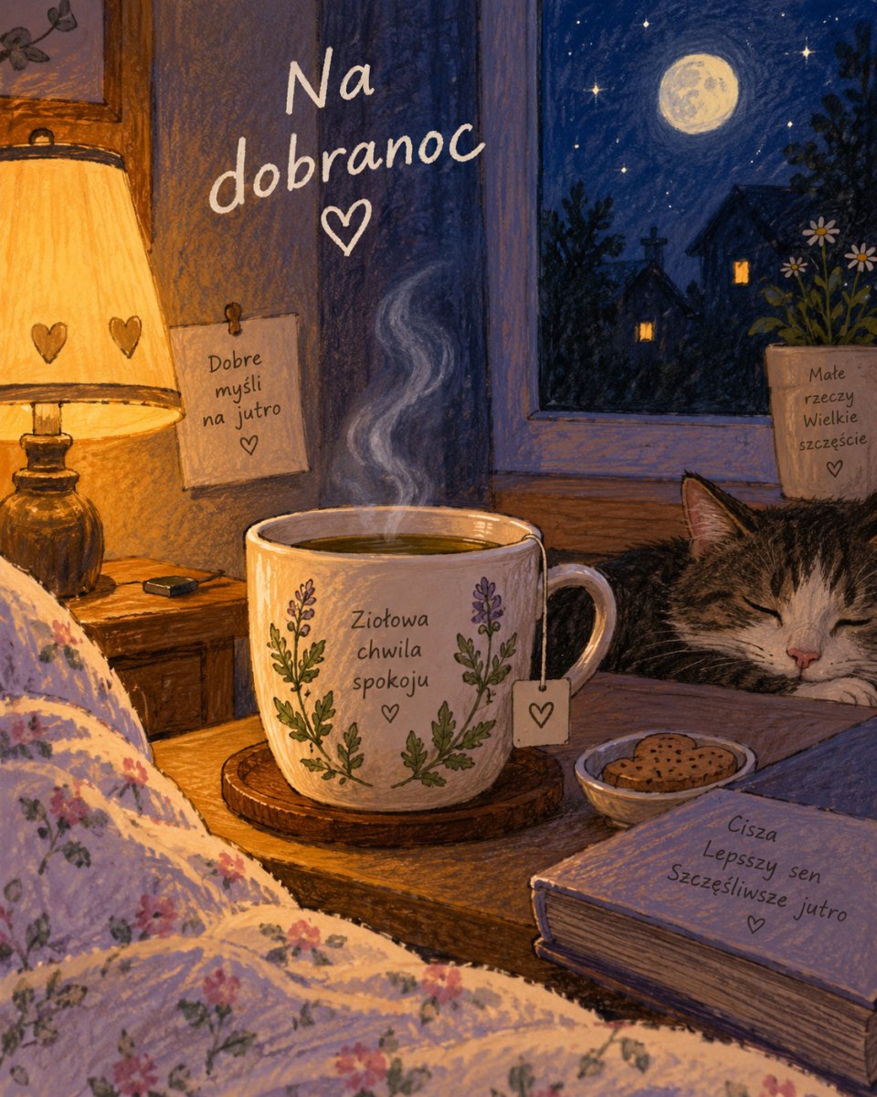 Herbata przed snem ilustracja