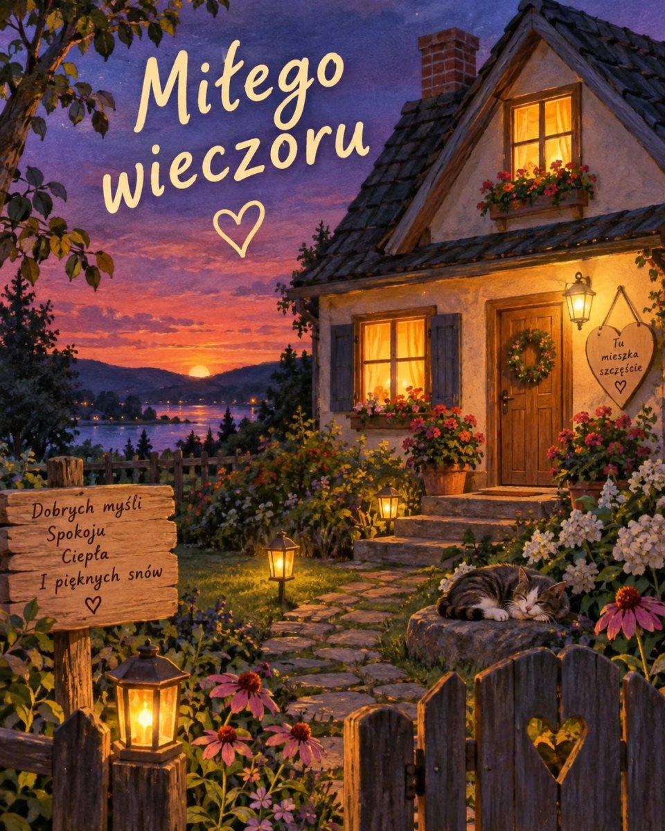 Przytulny dom wieczorem