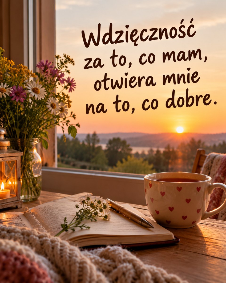 Kubek kwiaty i cytat wdzięczności