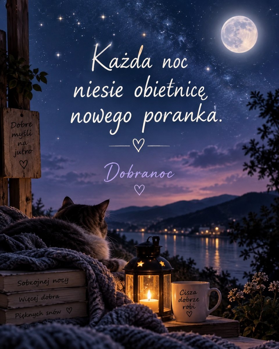 Inspirujący cytat na nocnym tle