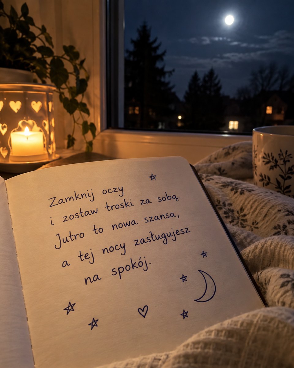 Notes z inspirującym tekstem nocnym