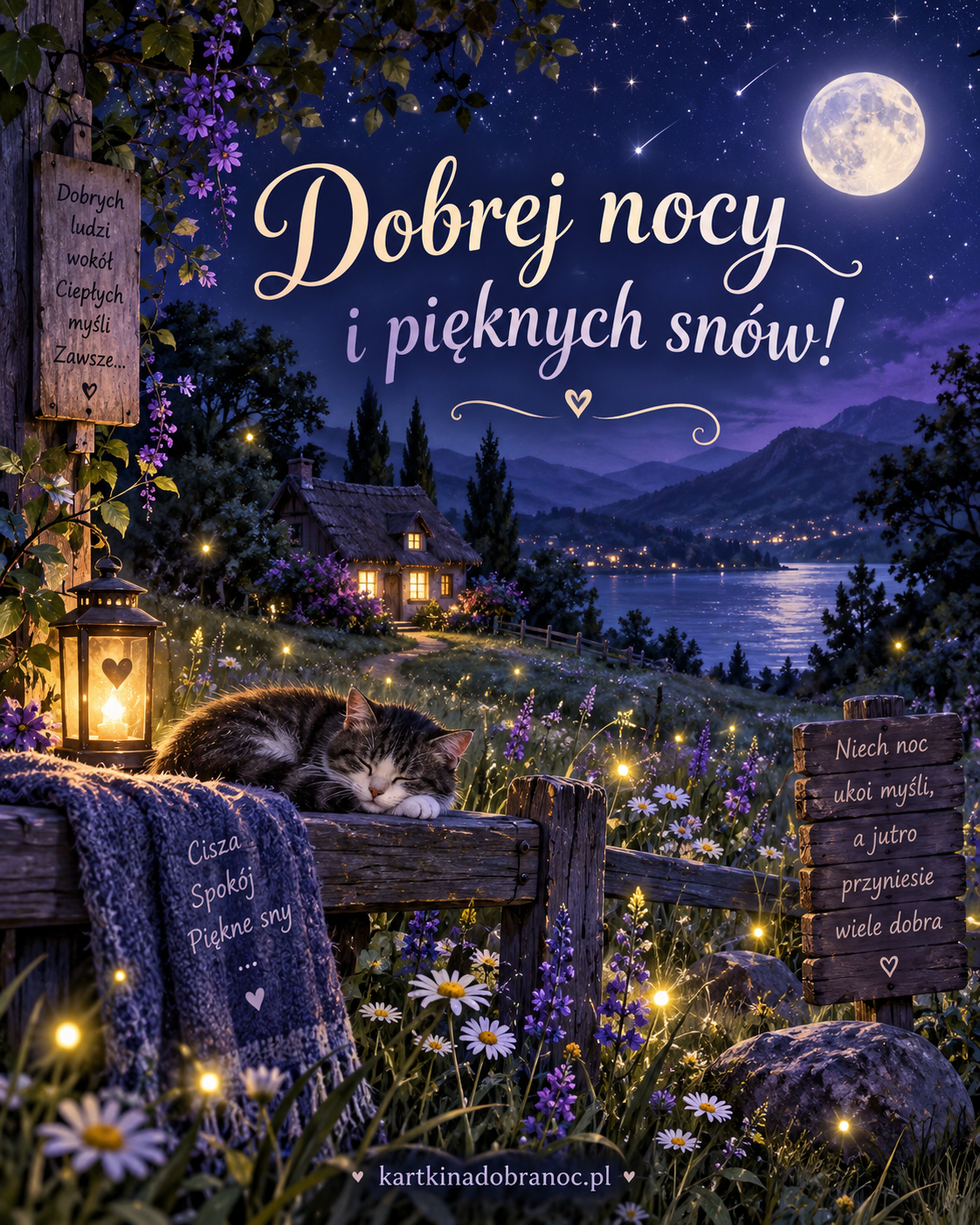 Nocny ogród z życzeniami snów