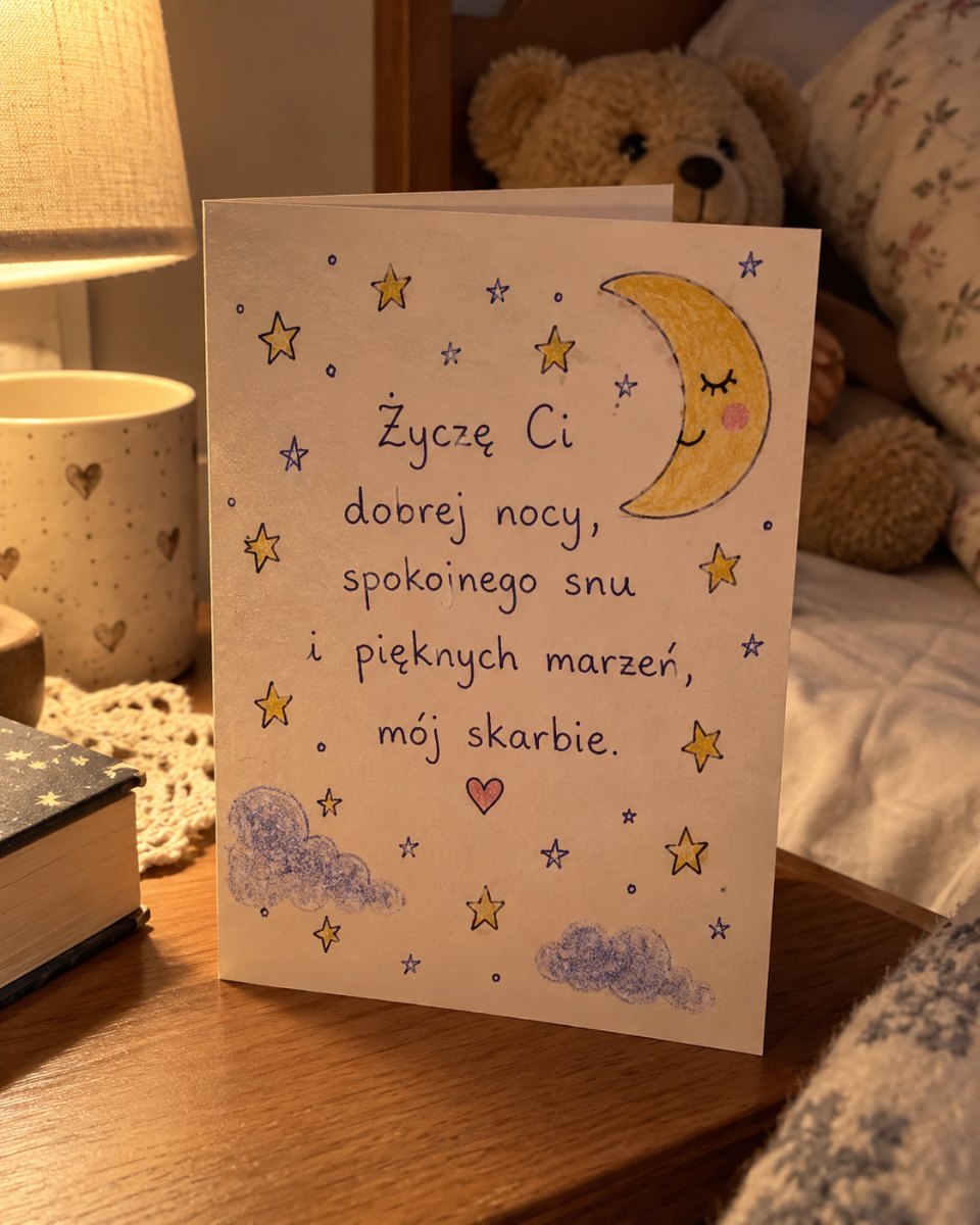 Ręcznie robiona karta dobrej nocy