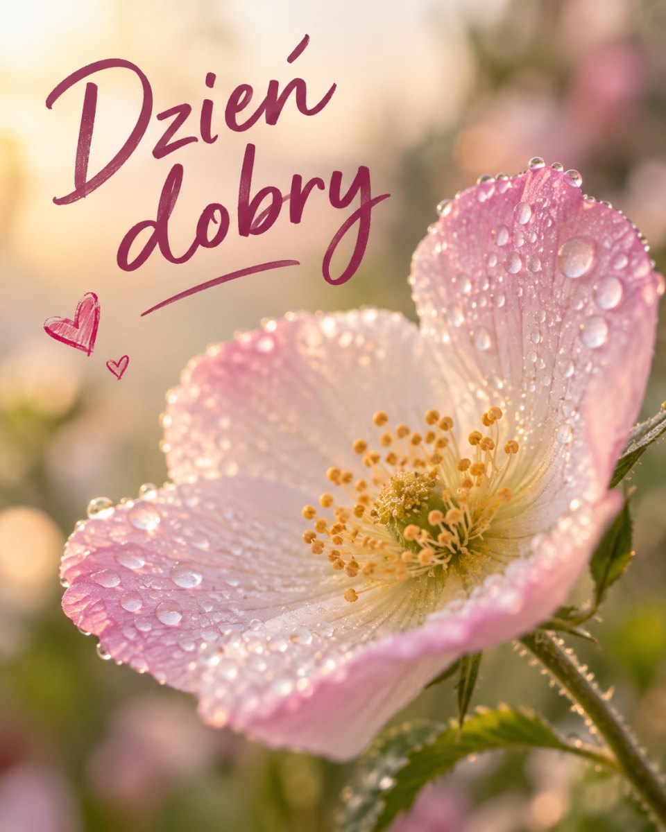 Kartka dzień dobry z kwiatem