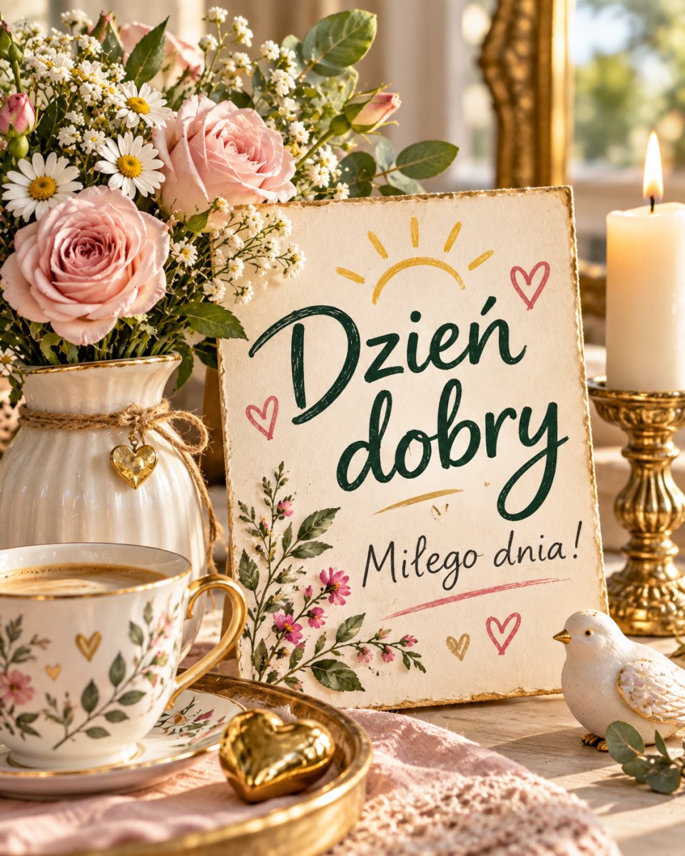 Elegancka kartka dzień dobry