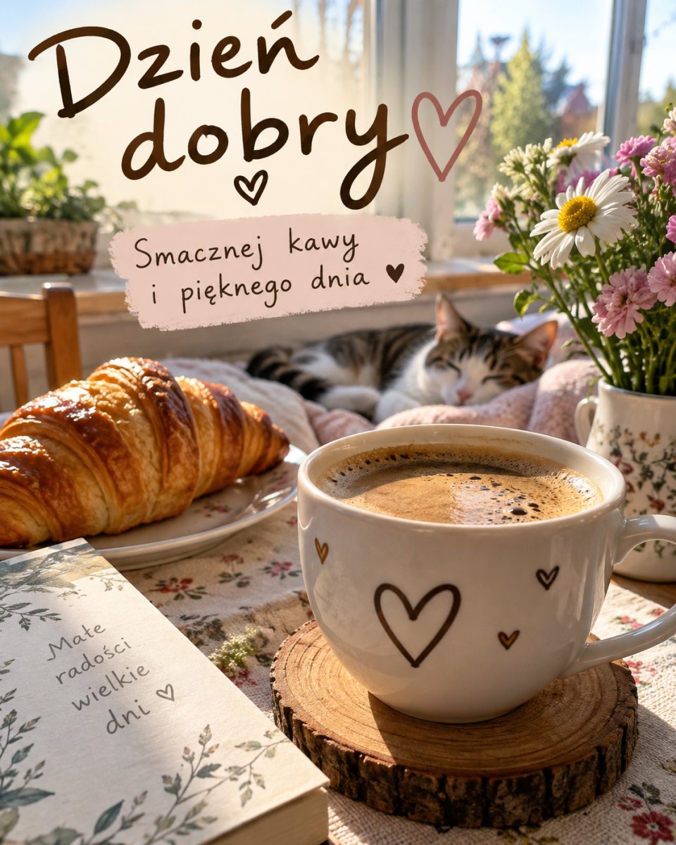 Kartka dzień dobry z kawą