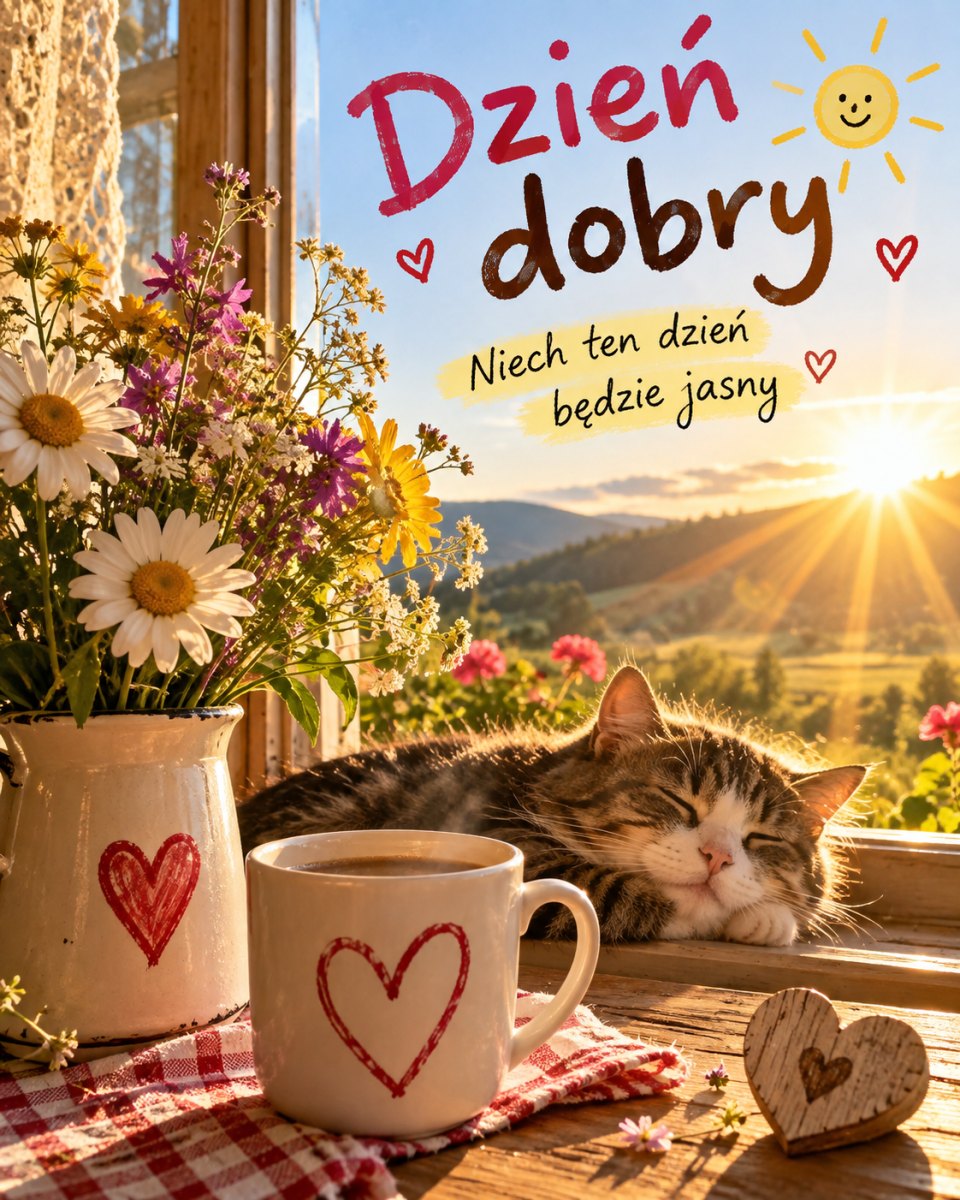 Kartka dzień dobry ze słońcem