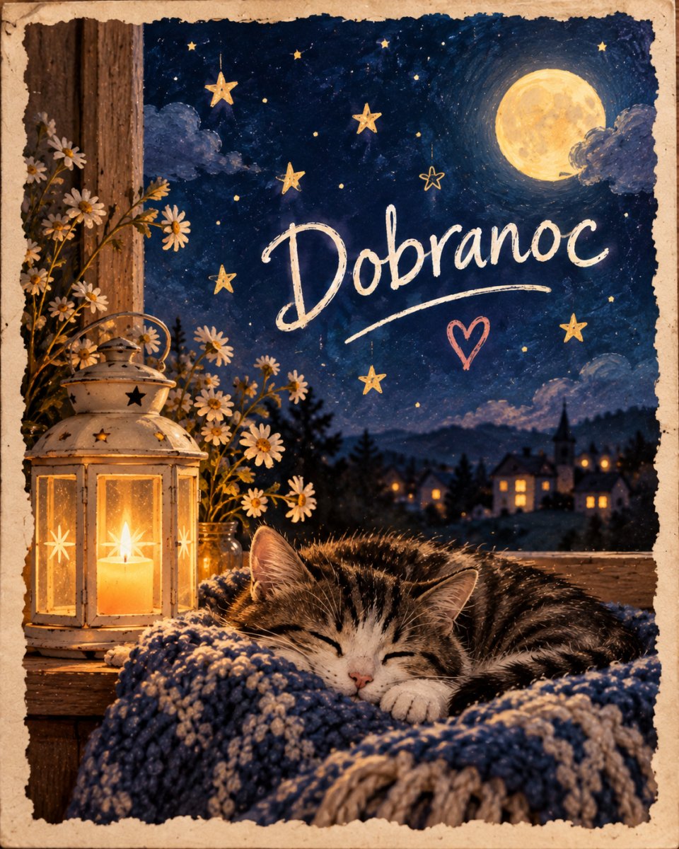 Kartka dobranoc delikatny napis