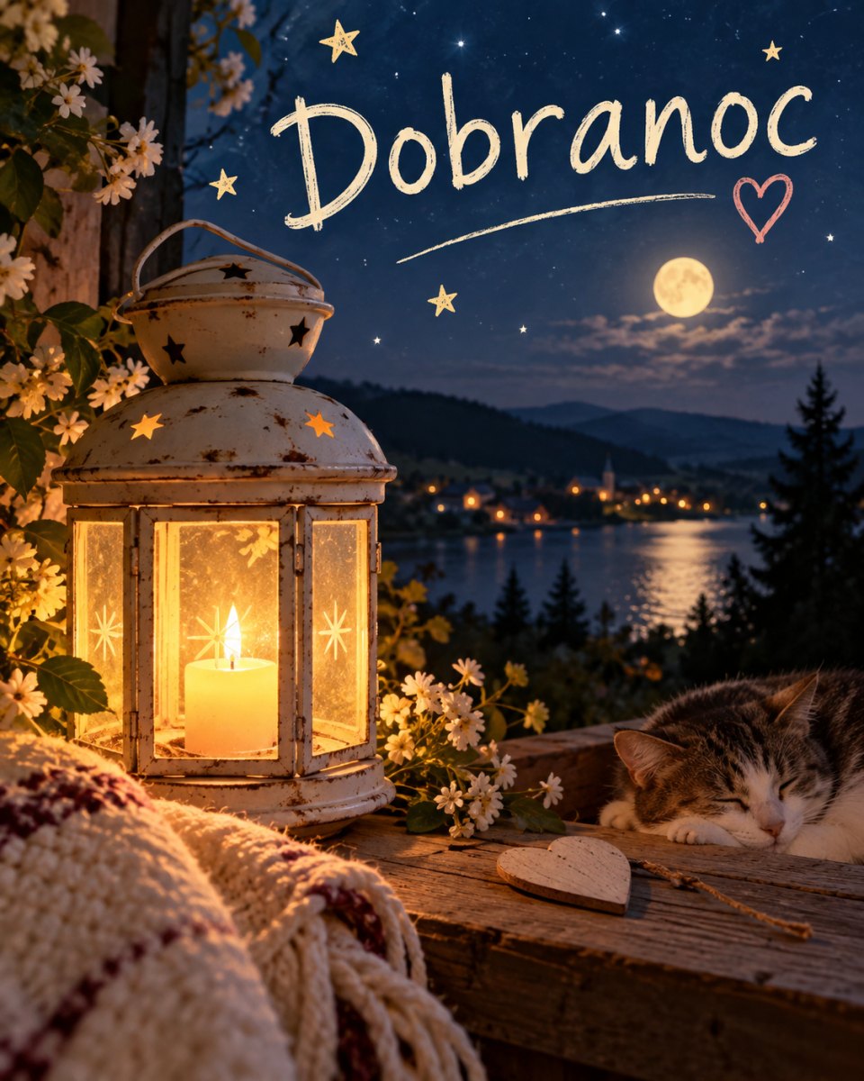Kartka dobranoc z latarnią