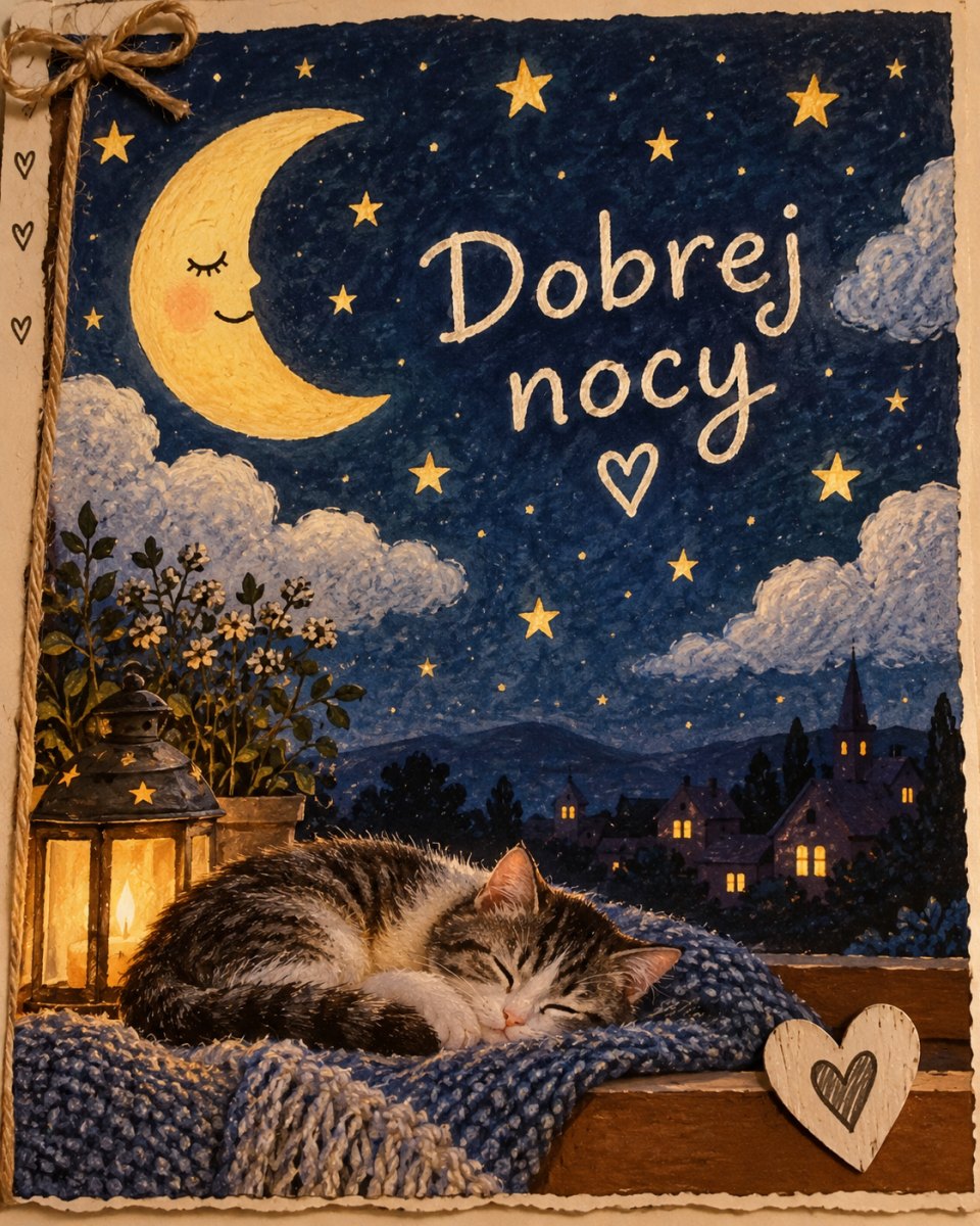 Kartka dobranoc nocne niebo