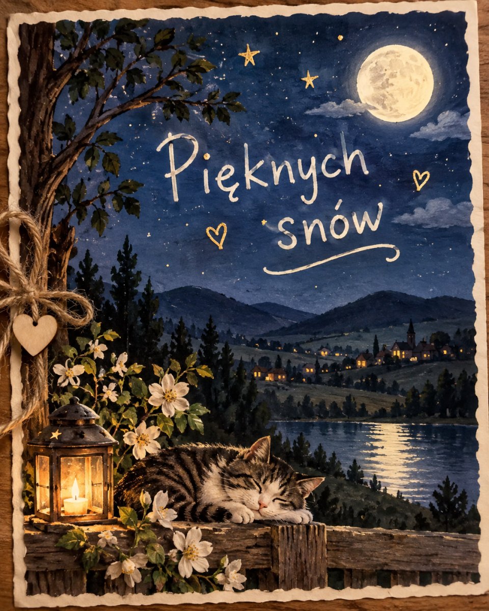 Kartka dobranoc nocny pejzaż