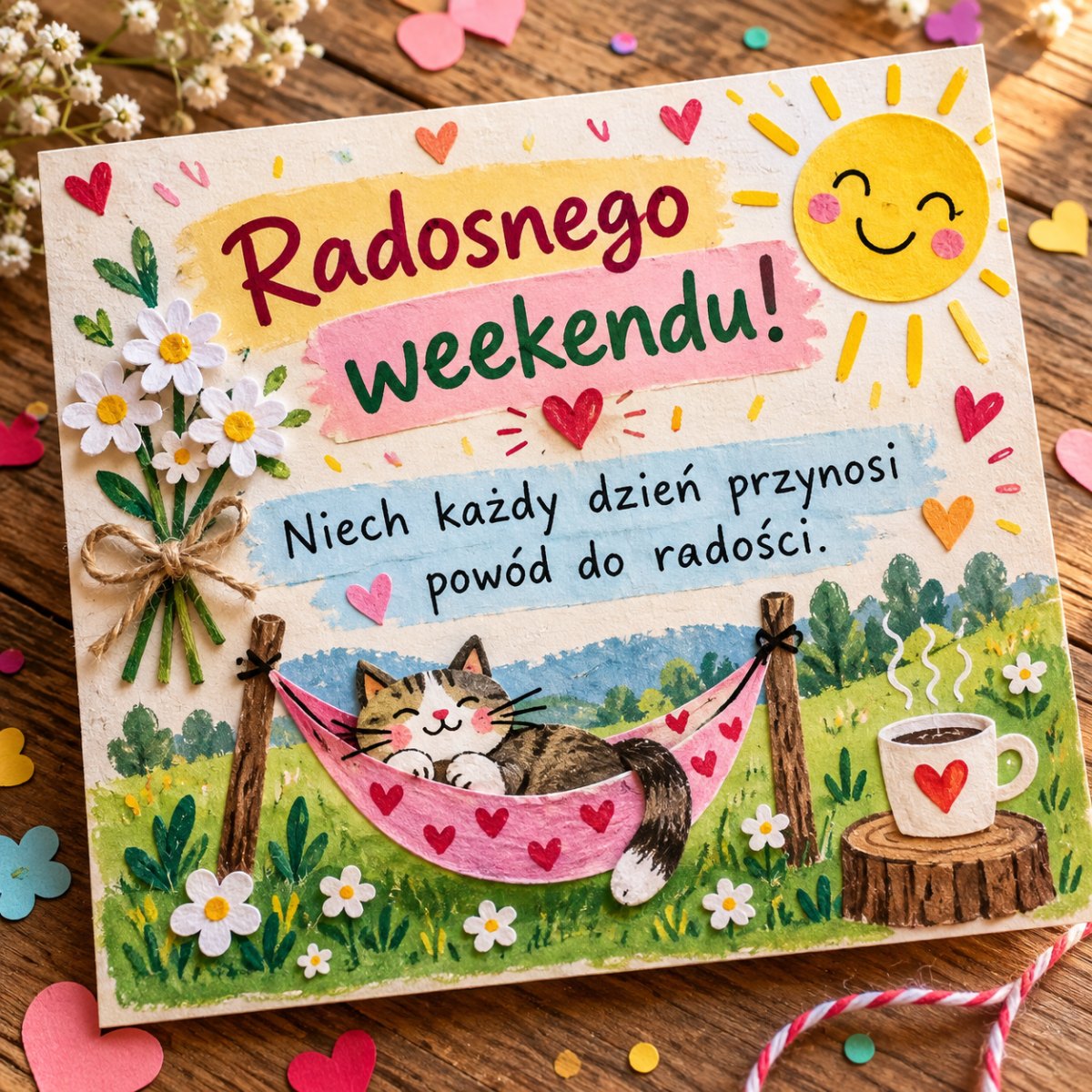 Kartka weekendowa z radosnym życzeniem