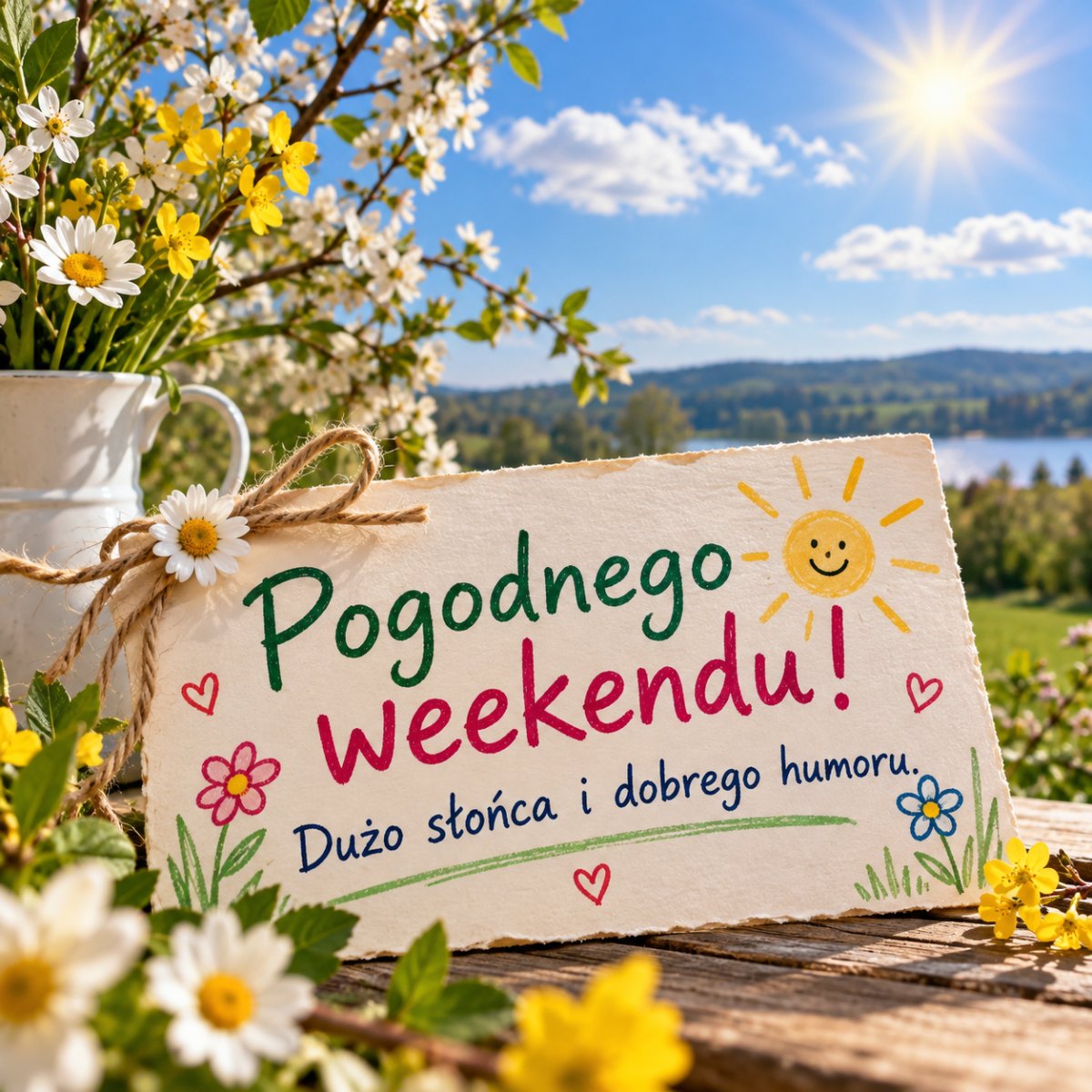 Pogodna kartka weekendowa z pozdrowieniem