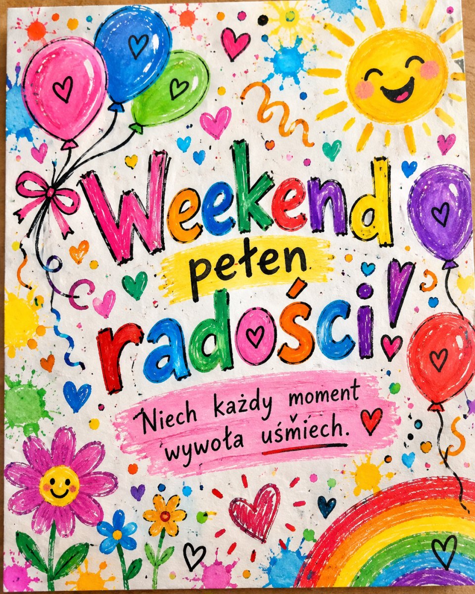 Kolorowa kartka pełna weekendowej radości