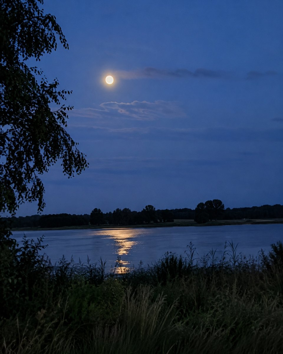 Księżyc nad spokojnym krajobrazem