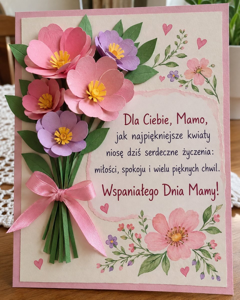 Kwiatowa kartka dla mamy