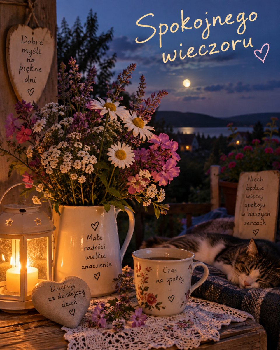 Kwiatowy obrazek spokojnego wieczoru
