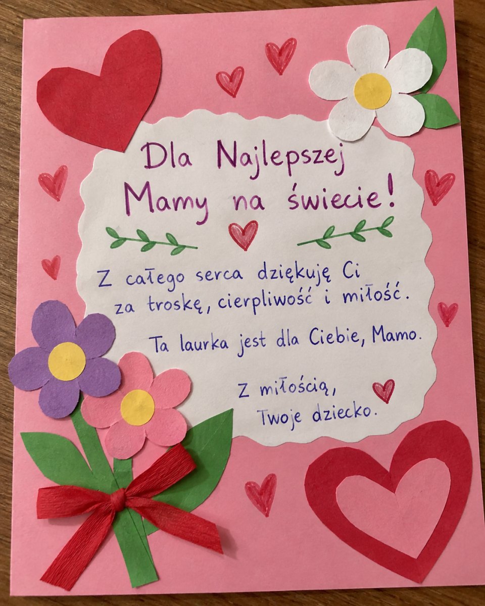 Kolorowa laurka z dedykacją mamy