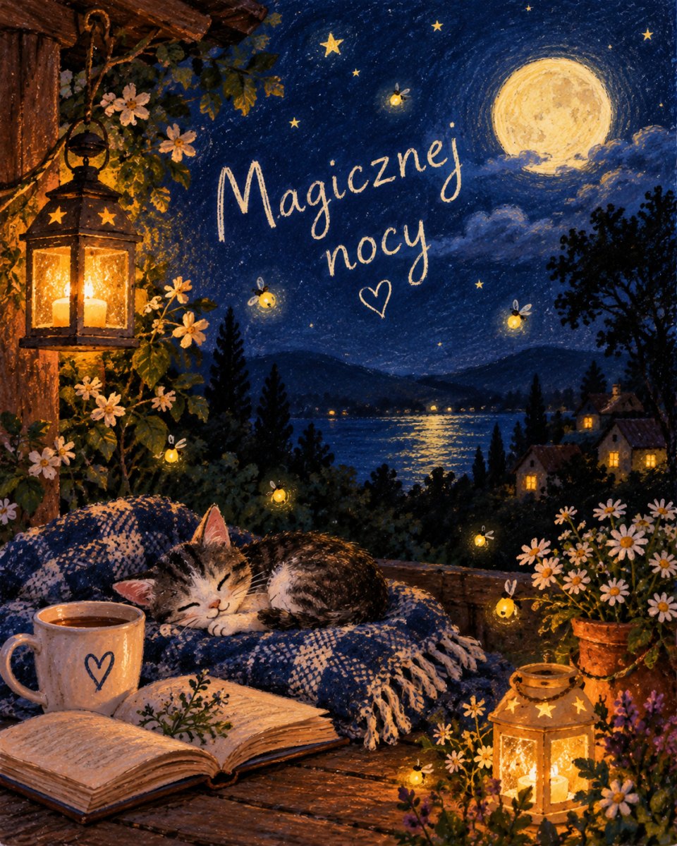 Magiczna scena pod nocnym niebem